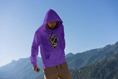 "Men's purple hoodie with a retro-futuristic graphic design inspired by Michael Jackson's "Thriller" music video, available from Blackspaceforce streetwear brand."